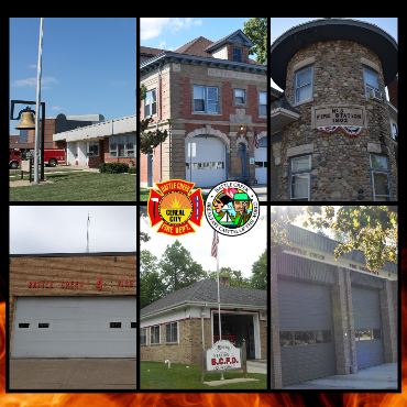 Collage of the six Battle Creek fire stations.
