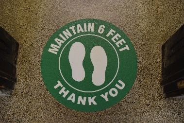 City Hall social distancing sticker