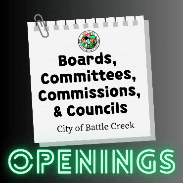Graphic of notebook page with green \"openings\" text for boards and committees.