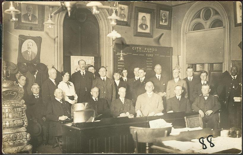 Mayor John W. Bailey and the City Commission in City Hall, c. 1910