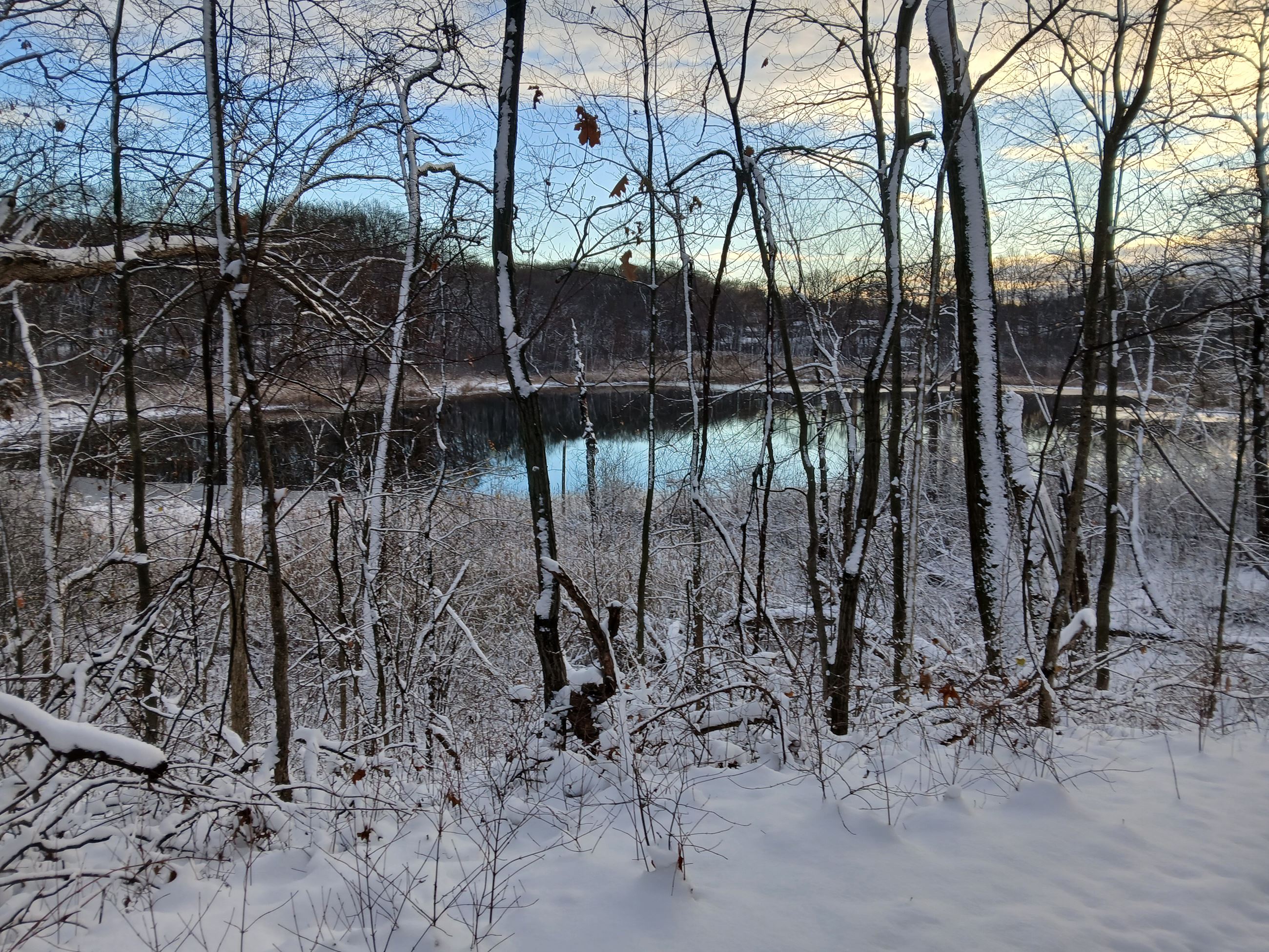 Snow-covered pond on the NCT
